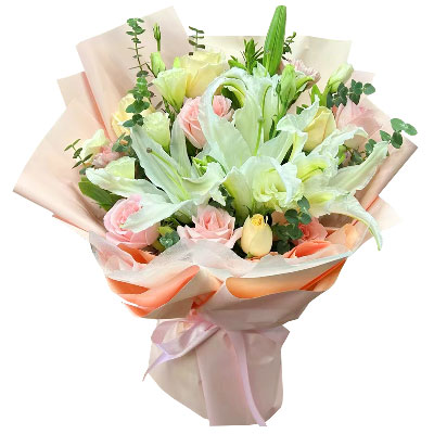 聊城10朵玫瑰百合混搭，爱是难忘时刻